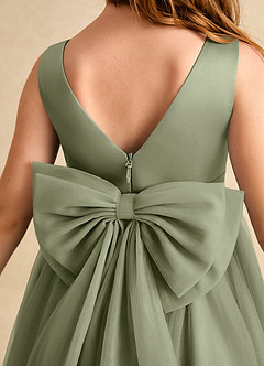 Azazie Winnie Flower Girl Dresses Pistachio Ball-Gown Bow Tulle Dress image7