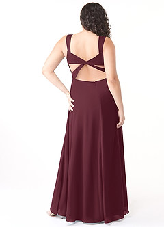 Azazie Nahrin Final Sale Cabernet A-Line V-Neck Pleated Chiffon Dress image8