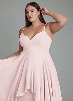 Azazie Zaina Bridesmaid Dresses Blushing Pink A-Line Chiffon Dress image12