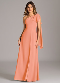 Azazie Tella Vestidos de damas de honor Vestido de Atardecer de Gasa de Corte en A con Hombro unilateral image2