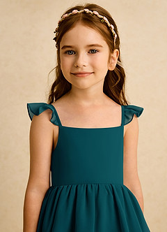 Azazie Boba vestidos de niña de las flores Vestido de Pino de Gasa de Corte En A con Escote Cuadrado image8
