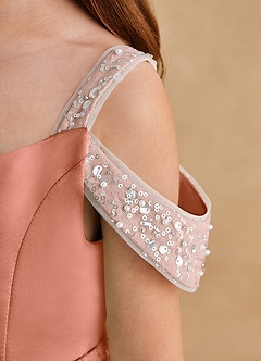 Azazie Jodi Robe Demoiselle D'honneur Fillette Robe Trapèze en Mat Satiné Mai Tai image6