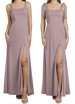 Azazie Wanda Final Sale Dusk Sheath Bow Mesh Convertible Dress image4
