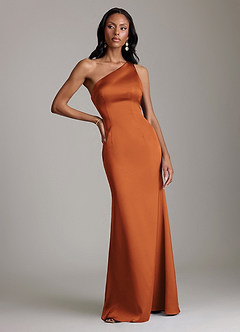 Azazie Voni Brudepigekjoler Havfrue En skulder Stræk satin Gulv-længde Kjole image5