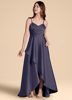 Azazie Prisha Junior A-Linie Plissee Stretch-Satin Kleid Sturm image4