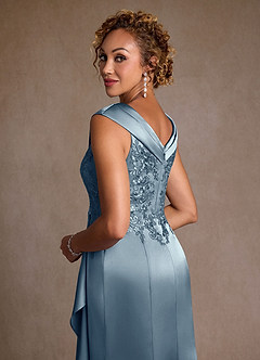 Azazie Santa Monica Mother of the Bride Dresses Dusty Blue A-Line Lace Dress image6