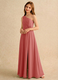 Azazie Puddles Junior Formal Flower Girl Klänningar Klä A-Line i Chiffong Ena axeln image4