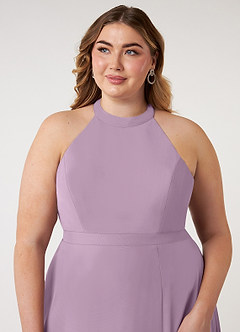Azazie Clarice Bridesmaid Dresses Wisteria A-Line Halter Chiffon Dress image13