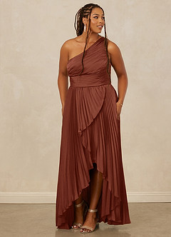 Christian Siriano Bridal for Azazie 1008 Bridesmaid Dresses Clay A-Line One Shoulder Stretch Satin Dress image10
