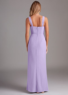 Azazie Denice Bridesmaid Dresses Lilac Sheath Pleated Chiffon Dress image2