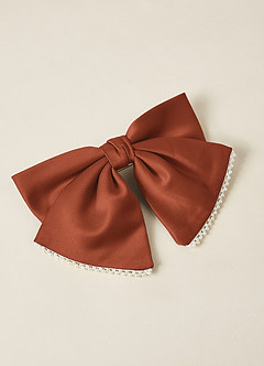 front Pince à cheveux avec nœud en satin et perles de couleur assortie