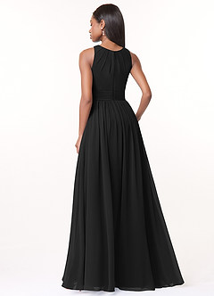 Azazie Harper Bridesmaid Dresses Black A-Line Pleated Chiffon Dress image2