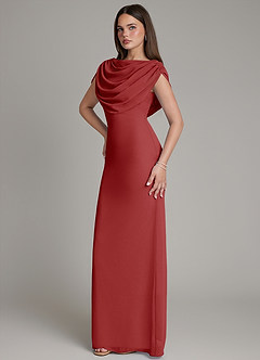 Azazie Hadley Brautjungfernkleider Meerjungfrau-Linie Plissee Chiffon Kleid Rost image9