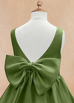 Azazie Margie Flower Girl Dresses Juniper A-Line Bow Stretch Satin Dress image7