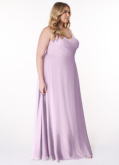 Azazie Davis Bridesmaid Dresses Frosted Lilac A-Line V-Neck Chiffon Dress image10