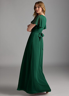 Azazie Zaniah Bridesmaid Dresses Emerald A-Line Chiffon Dress image7