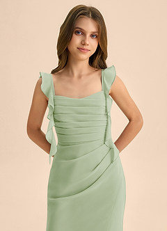 Azazie Jessamine Junior Dusty Sage Mermaid Sweetheart Neckline Chiffon Dress image7