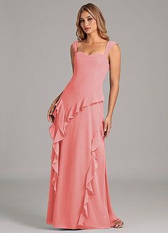 Azazie Sloane Bridesmaid Dresses Coral A-Line Sweetheart Neckline Chiffon Dress image6