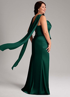 Azazie Sorrel Bridesmaid Dresses Emerald Mermaid Strapless Stretch Satin Convertible Dress image11