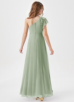 Azazie Arabella Junior Dusty Sage A-Line Ruched Chiffon Dress image6