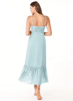 Azazie Justina Brautjungfernkleider A-Linie Herzausschnitt Chiffon Kleid Nebel image2