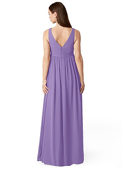Azazie Yetta Maternity Bridesmaid Dresses A-Line V-Neck Gathered Chiffon Floor-Length Dress image2