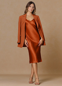 front Rowan Burnt Orange Refined Weave Performance blazer