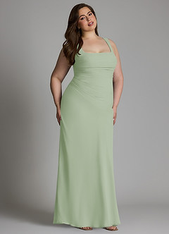 Azazie Agustina Bridesmaid Dresses Dusty Sage Mermaid Corset Chiffon Dress image13