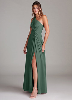 Azazie Brooke Bridesmaid Dresses Sea Moss A-Line One Shoulder Chiffon Dress image5