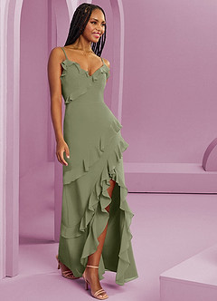 Barbie ♥ Azazie Bridesmaid Dresses Pistachio Sheath Chiffon Dress image4