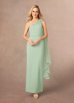 Azazie Gianna Mother of the Bride Dresses Dusty Sage One Shoulder Stretch Crepe Dress image1