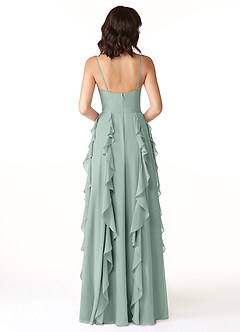 Azazie Peyton At-home Try On Dresses Agave A-Line Ruched Chiffon Dress image2