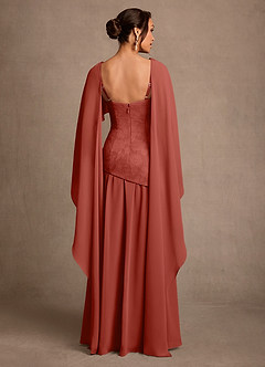 Azazie Flossie 신부의 어머니 드레스 A라인 주름진 쉬폰 플로어 길이 드레스 image2