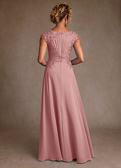 Azazie Christi vestidos de madre de la novia Vestido Rosa Polvorienta de Gasa de Corte en A con Encaje image2