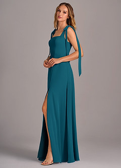 Azazie Debra Brautjungfernkleider Wandelbar A-Linie mit Taschen Chiffon Kleid Tintenblau image4
