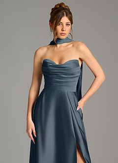 Azazie Ayla Vestidos de damas de honor Vestido de Crepúsculo de Satén Elástico de Corte en A con Corsé image2