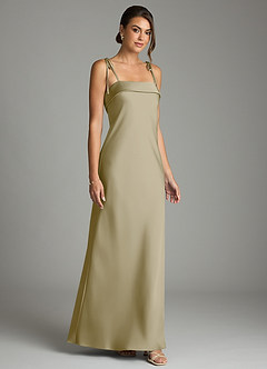 Azazie Ellia Robes de demoiselle d'honneur Robe Fourreau en Satin extensible Arc Vert Mousse image3