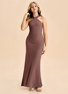 Azazie Doretta Junior Vestido de Expresado de Gasa de Corte Recto con Plisado image3