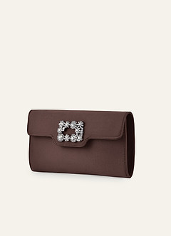 front Matchende farve stretch satin krystallås kuvert clutch