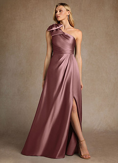 Azazie Easton Kleider für die Brautmutter A-Linie One-Shoulder Stretch-Satin Kleid Vintage Mauve image4