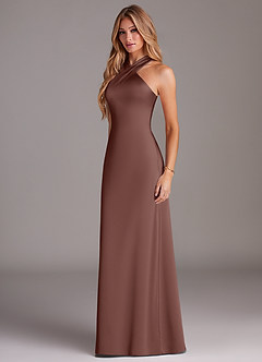 Azazie Doretta Robes de demoiselle d'honneur Robe Sirène en Satin extensible Plissée Expresso image4