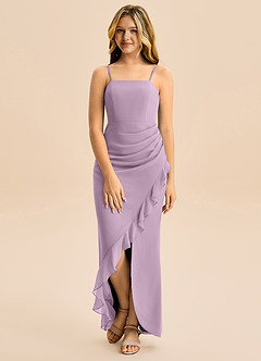 Azazie Buzzy Junior Robe Fourreau en Mousseline de soie Plissée Glycine image4