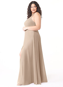 Azazie Jane Abiti da Damigella Abito A-Line in Chiffon con Scollo a V a Pieghe Taupe image8