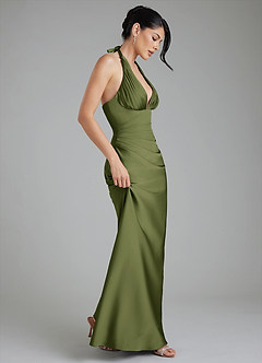 Azazie Torrance Bridesmaid Dresses Olive Mermaid Corset Stretch Satin Dress image7