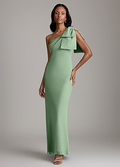 Azazie Yuanna Bridesmaid Dresses Matcha Mermaid One Shoulder Chiffon Dress image1