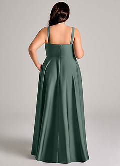 Azazie Shaude Bridesmaid Dresses Sea Moss A-Line Pleated Stretch Satin Dress image13