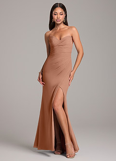 Azazie Yola Bridesmaid Dresses Bronzer Sheath Pleated Chiffon Convertible Dress image1