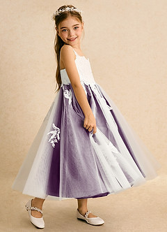 Azazie Coraline vestidos de niña de las flores Vestido de Marfil Uva de Encaje de Corte En A image5