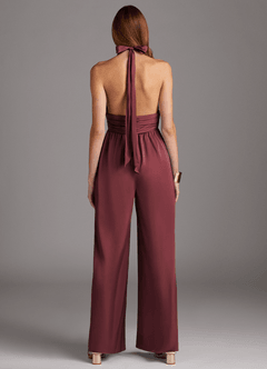 Azazie Oli Robes de demoiselle d'honneur Combinaison en Satin extensible Plissée Merlot image2