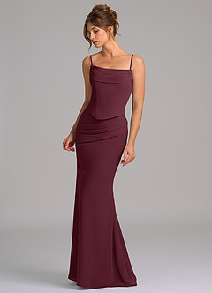 Azazie Sorrel Bridesmaid Dresses Cabernet Mermaid Corset Chiffon Dress image6
